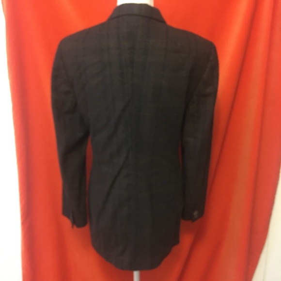 Akris textured wool plaid blazer brown and black size 14 - Picture 2 of 8